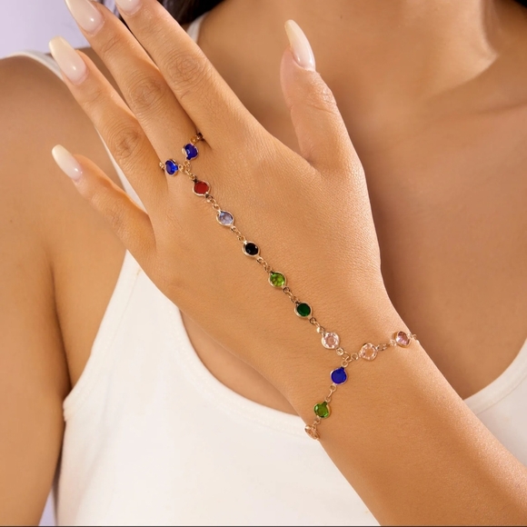 Fashion Jewelry Jewelry - Hand Chain Multicolor Zircon Hand Chain Bracelet